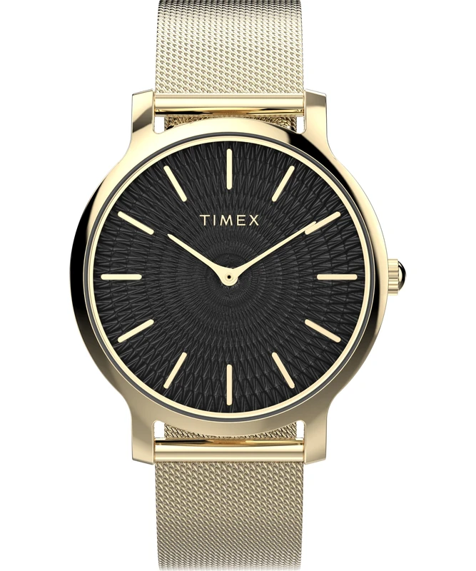 Timex Women's Trend 34 mm Watch - Gold-Tone Bracelet Quick Release Black Dial Gold-Tone Case TW2Y07100