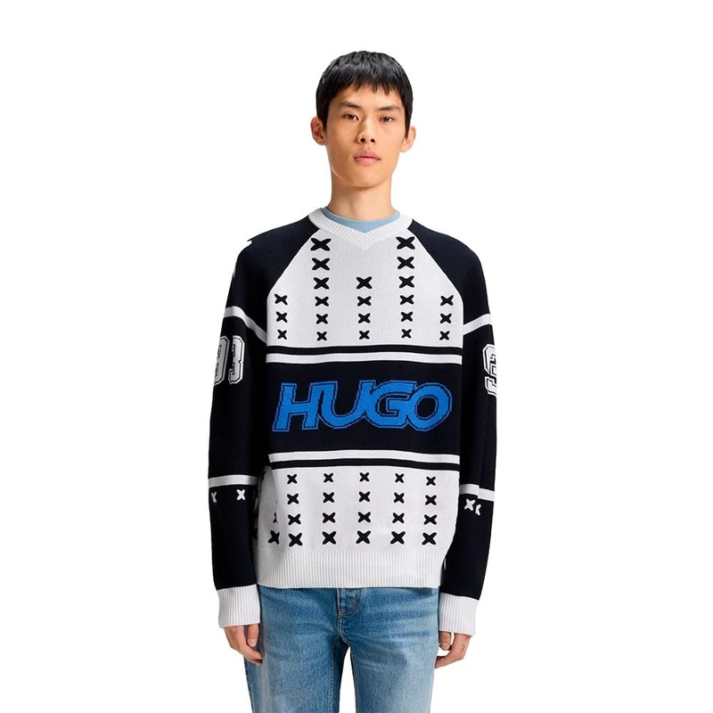 HUGO Men's Shalock Knitted Sweater, 100White, M