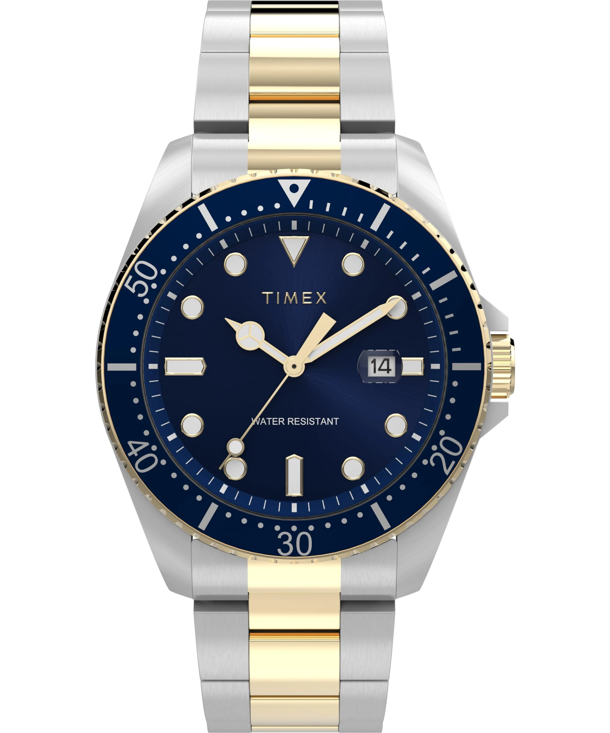 Timex Men's Trend 42 mm Watch - Two-Tone Stainless Steel Bracelet Blue Dial Silver-Tone Case TW2W71800