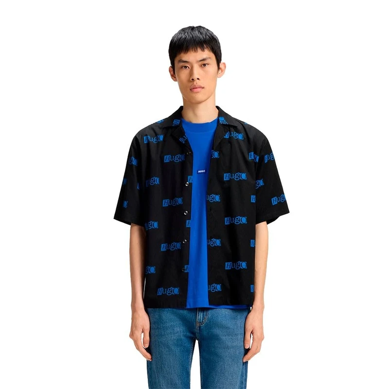 Hugo Men's Eligino Shirt, 001black, XL