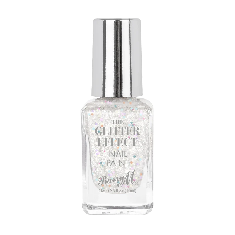 Barry M Glitter Effect Nail Paint, Shade White Party Pearl |White Glitter Nail Polish