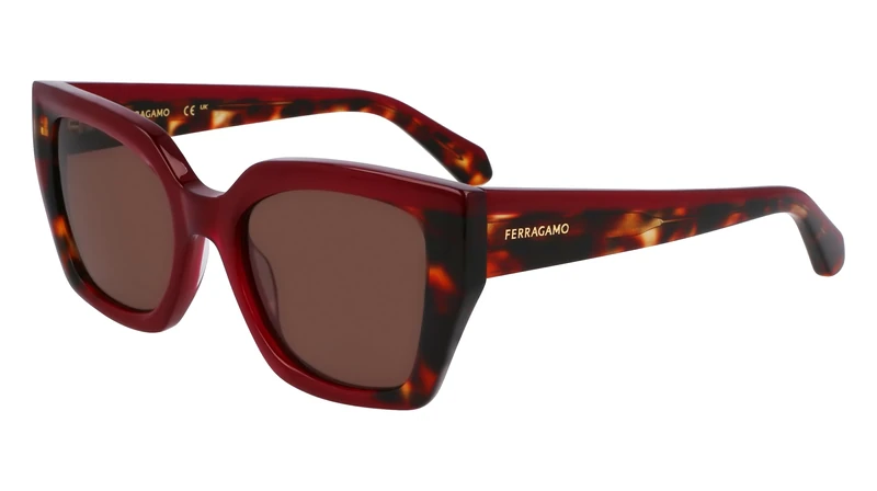 FERRAGAMO Sf2035s Sunglasses, Opaline Burgundy/Red Tortoise, 52