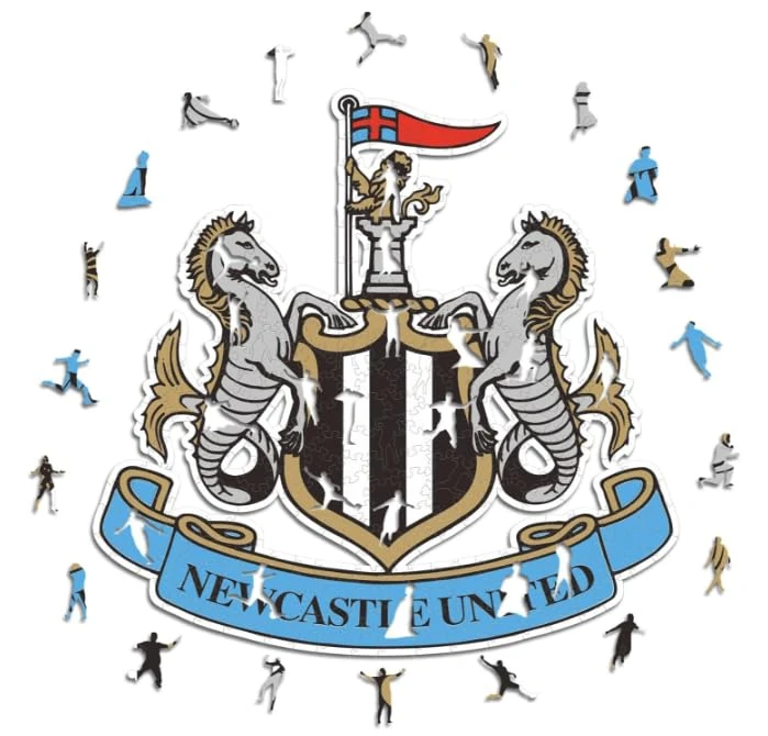 Iconic Puzzles, Newcastle United FC Crest, 100% eco-sustainable wooden puzzle with official license, size L, 500 pieces - Image 1