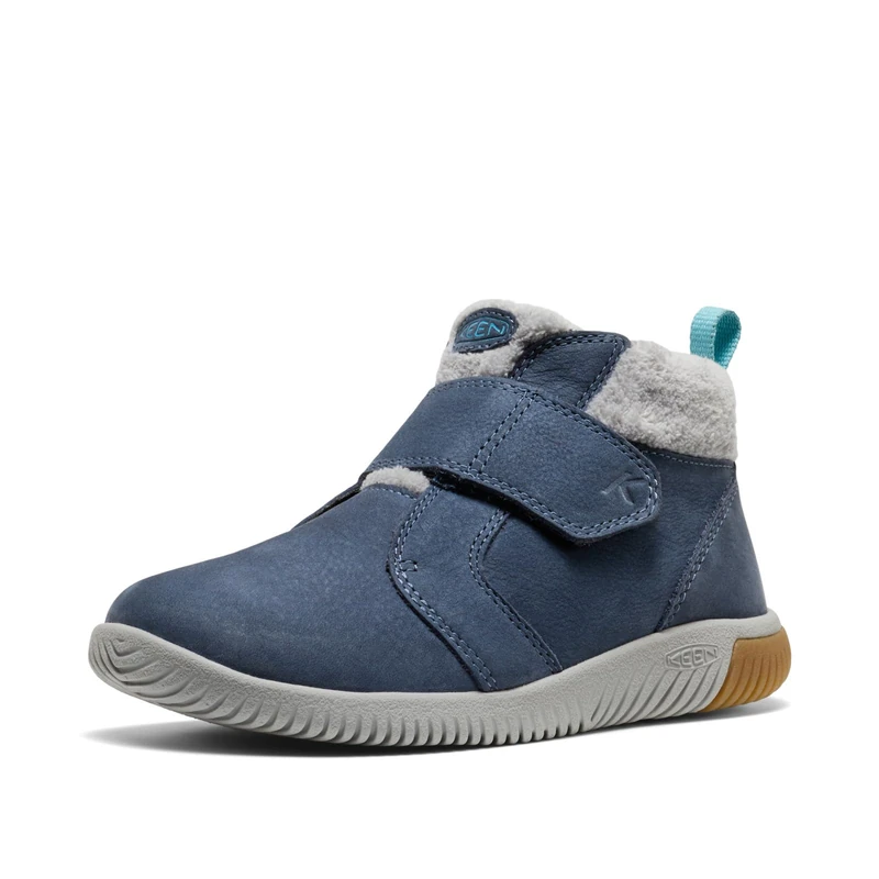 KEEN Unisex-Child KNX Middie Easy On Strap Comfortable Barefoot Feel Sneakers, Vintage Indigo/Alloy, 6