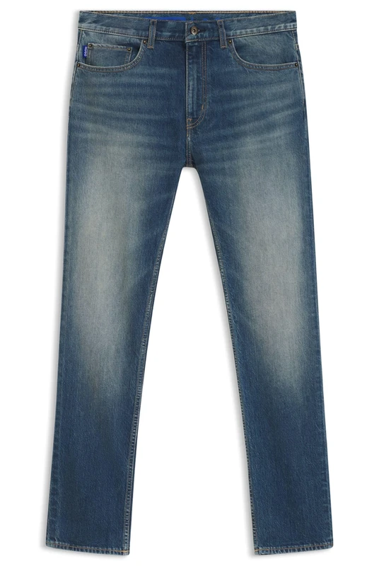 HUGO Mens Ash Slim-fit Jeans in Blue Stretch Denim