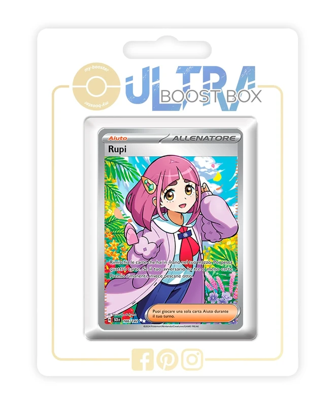 Rupi (Lacey) 166/142 Shiny Full Art Trainer - my-booster X Scarlatto e Violetto 7 Corona Astrale - Box of 10 Pokemon Italian Cards