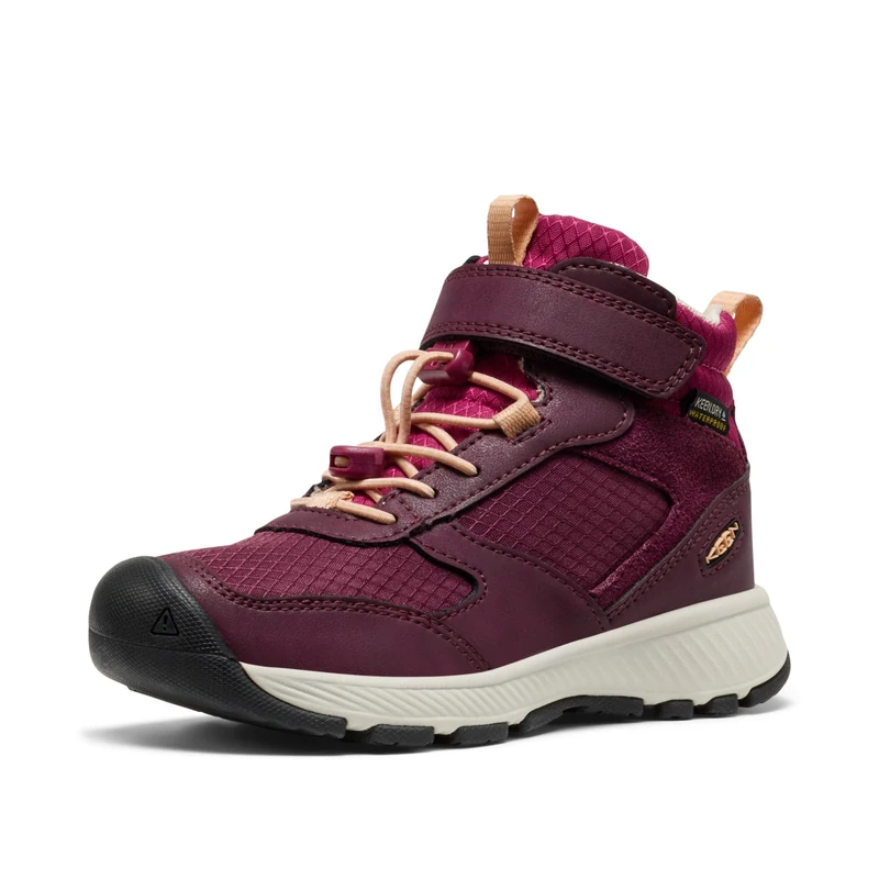 KEEN Unisex-Child Skua Mid Height Durable Easy On Comfortable Waterproof Hiking Boots, Fig/Peach Fuzz, 3