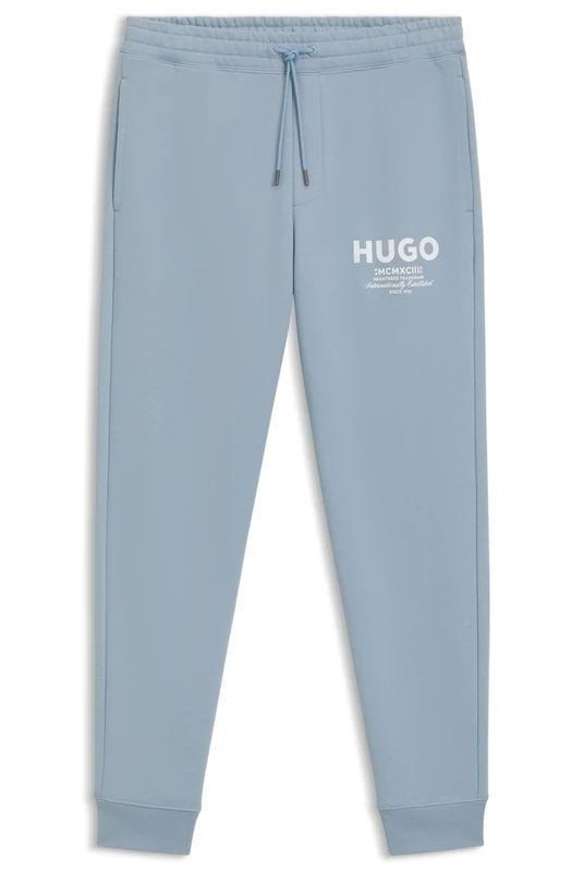 Hugo Men's Nevez Cotton Terry Logo Print Jogging Bottoms, 458light/pastel Blue, XS