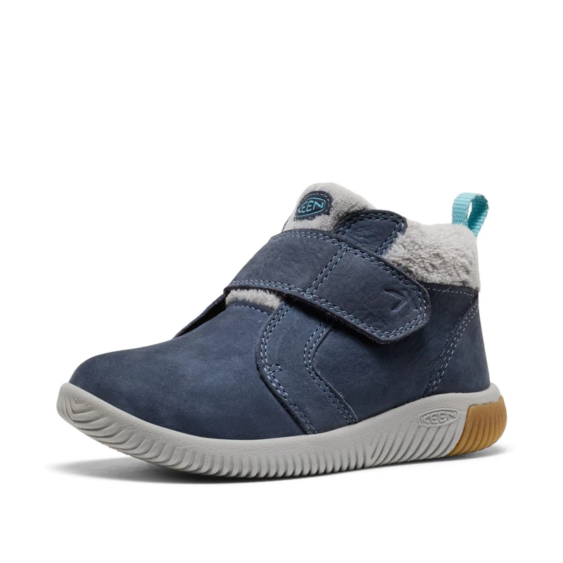 KEEN Unisex-Child KNX Middie Easy On Strap Comfortable Barefoot Feel Sneakers, Vintage Indigo/Alloy, 7