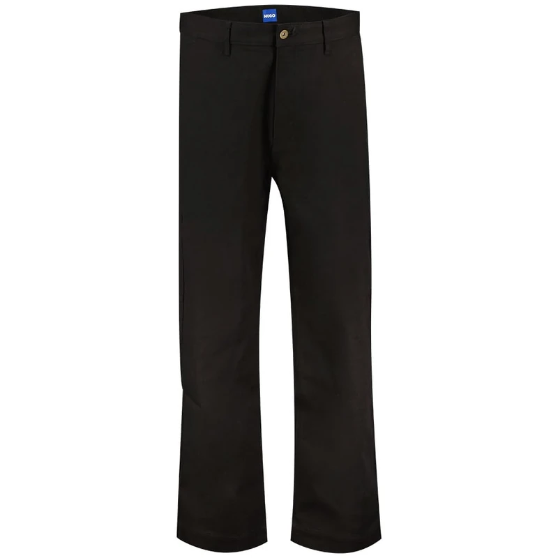 HUGO Men's Flat Front Trousers 32W/32L - Black Cotton