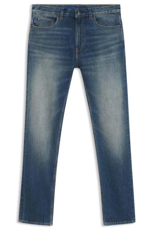 HUGO Mens Ash Slim-fit Jeans in Blue Stretch Denim