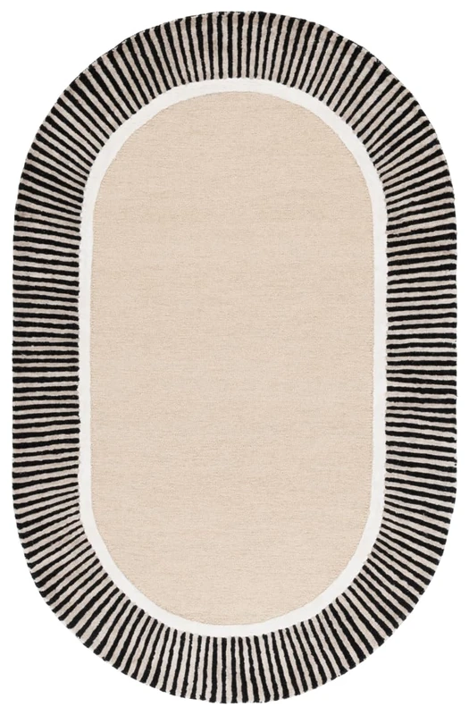 SAFAVIEH Modern Rug for Living Room, Dining Room, Bedroom - Fifth Avenue Collection, Medium Pile, in Beige and Black, 122 X 183 cm