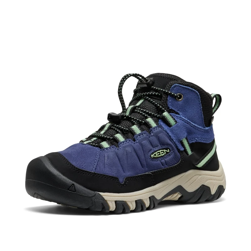KEEN Unisex-Child Targhee 4 Mid Waterproof Hiking Boots, Skipper Blue/Hemlock, 1