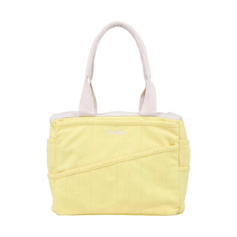 Soolla Studio Art Supply Storage Organizer & Pottery Tool Bag - Washable Canvas Craft Tote, Knitting, Crochet Project Organizer With 30 Pockets in Banana Peel, 15+ Colors