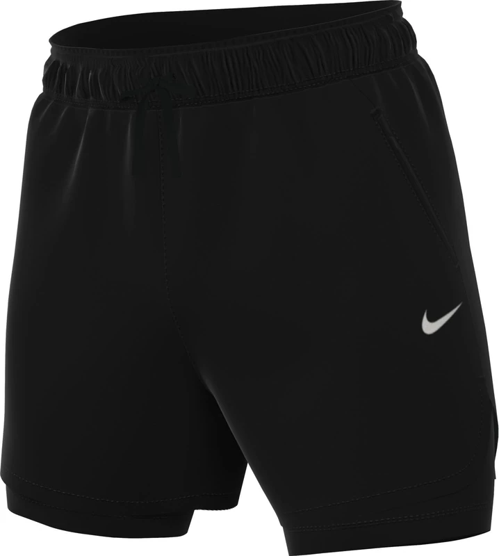 NIKE Stride Running Division Men's Water Resistant Dri-Fit Running Shorts with 2-in-1 Design (Approx. 12.5 cm), Black/Reflective Silv, FZ1135-010, M