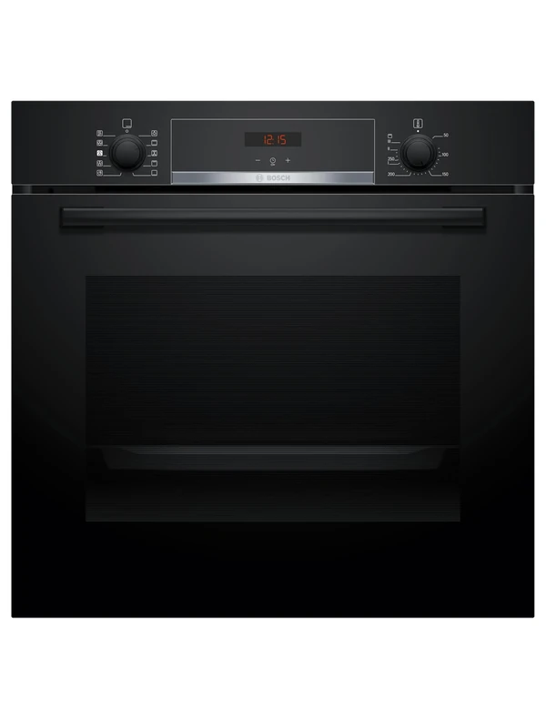 Bosch, Series 4, HQA534BB3B, 60cm Built-in Single Oven with Added Steam function and Hotair Steam, Red LED display, 3D Hotair and Eco Clean Direct in Black