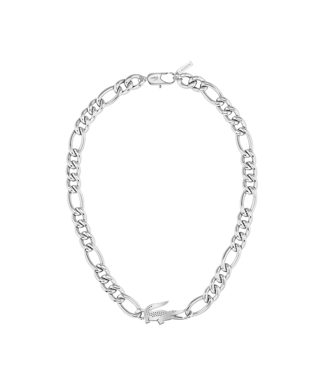 Lacoste For Men and Women CROCODILE Collection Chain Necklace in Stainless Steel with a Crocodile-Shaped Charm - 2040371