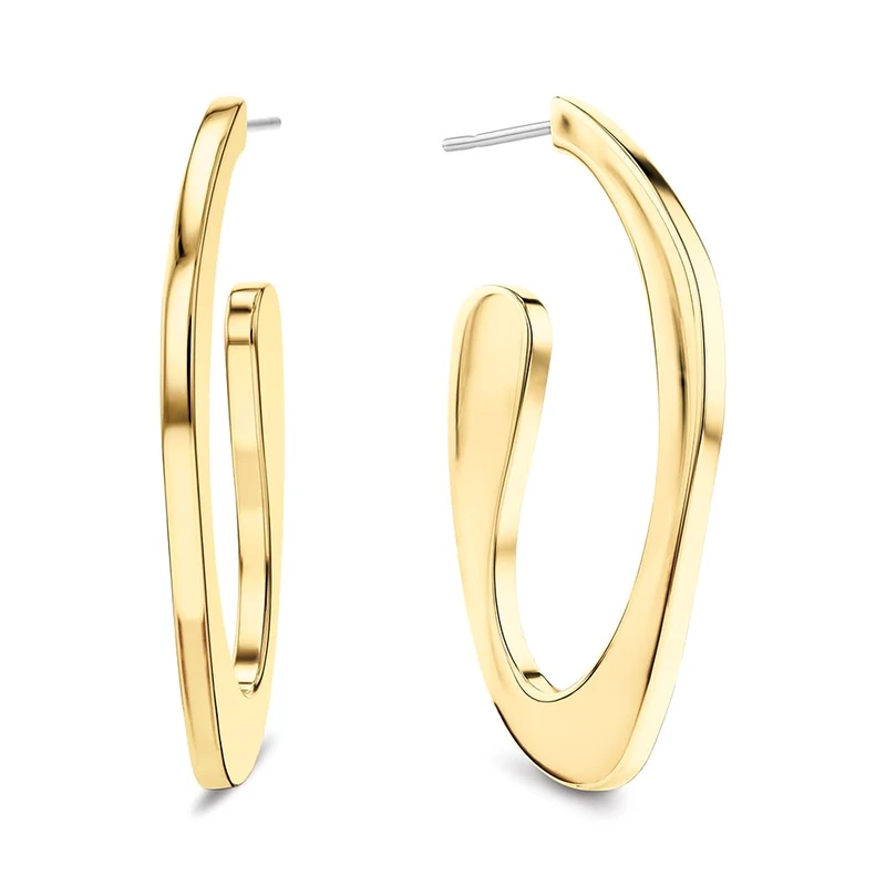 Calvin Klein Women's HARMONIOUS CONNECTION Collection Hoop Earrings in Yellow Gold Embellished with Crystals - 35000688