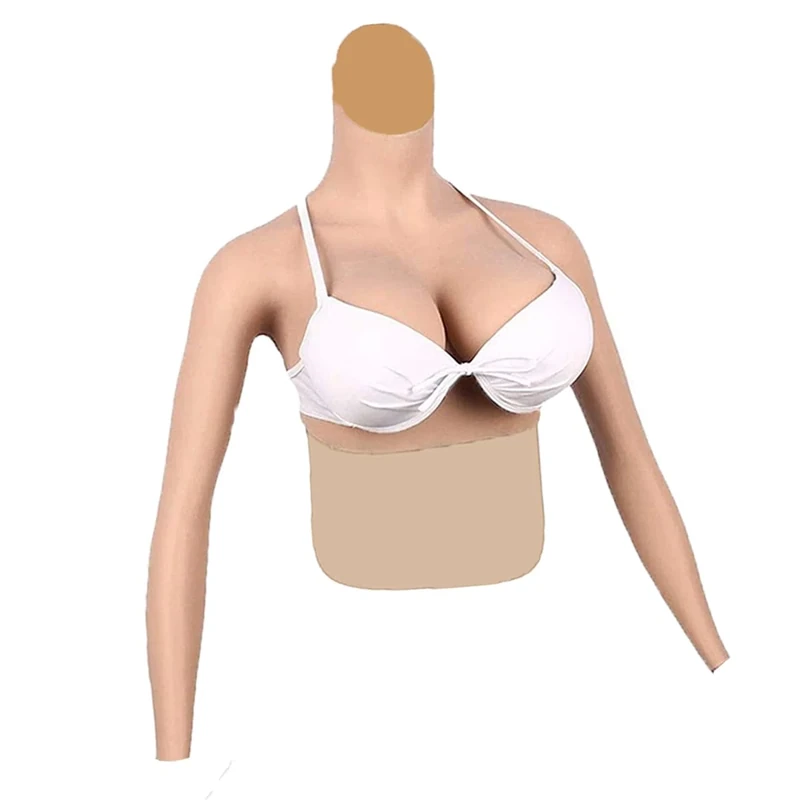 JYACANS Silicone Breast Forms Half Body For Crossdressers, Artificial Fake Breasts Enhancer With Arm For Transgender Cosplay (01,C cup Cotton)
