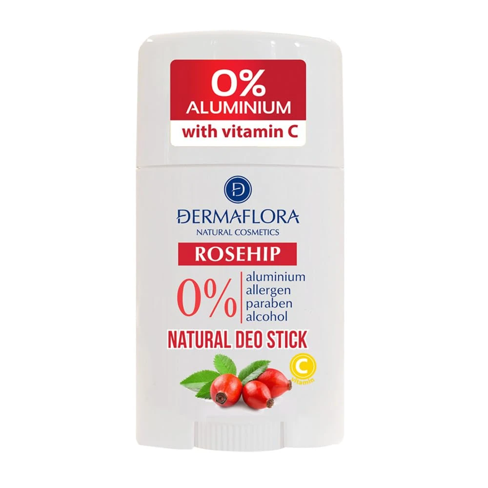Dermaflora Rosehip with Vitamin C Natural Deo Stick – 50ml | Antioxidant-Rich Natural Deodorant | Aluminum-Free, Paraben-Free, Gentle & Long-Lasting Odor Protection