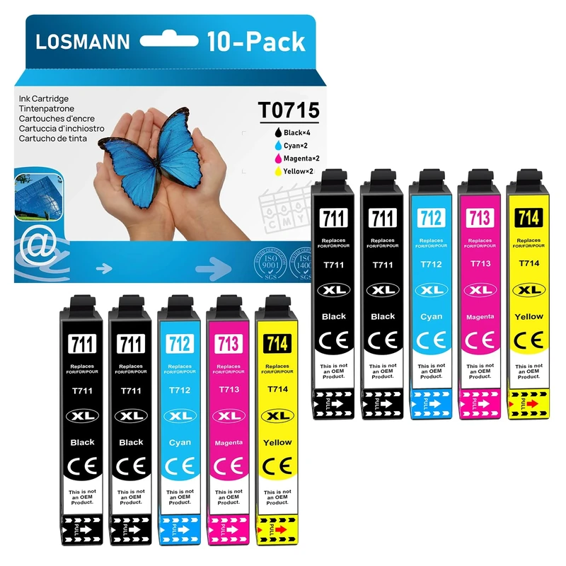 LOSMANN T0715 Printer Cartridges for Epson Stylus BX300F, SX100, SX200, SX210, SX215, SX218, SX510W, SX400, SX410, SX415, SX610F, W, DX4450, DX7400, DX8450