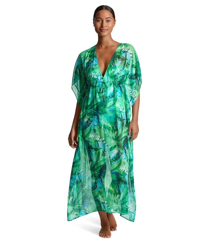 Lauren Ralph Lauren Women's Cartago Palms Midi Caftan Cover Up, Multi, Medium - Image 1