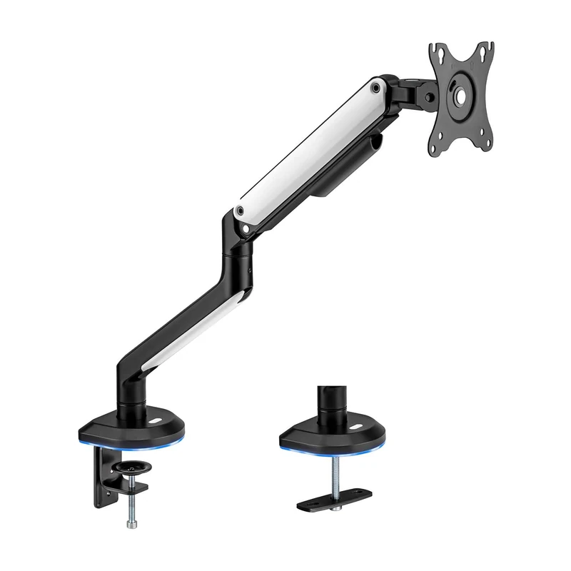 AISENS RGB Gaming Table Stand Swivel and Tilt Counterweight for Monitor TV 9kg 3 Pivots 1 Arm 17 32 Black White