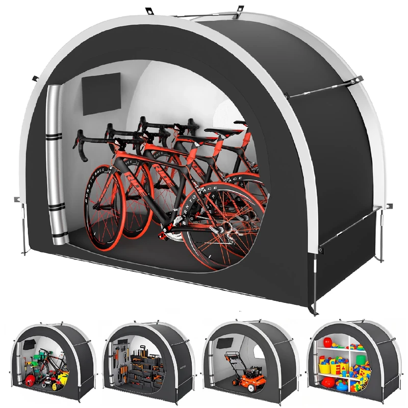cepkquis Bike Storage Shed Tent,Outdoor Portable Bike Covers/Storage Sheds with 210D Oxford Fabric PU4000 Waterproof for 3 Bikes or Motorcycle,ebike,eScooter,ATV,Lawn Mower (39.4"-Black(True 3 bikes)) - Image 1