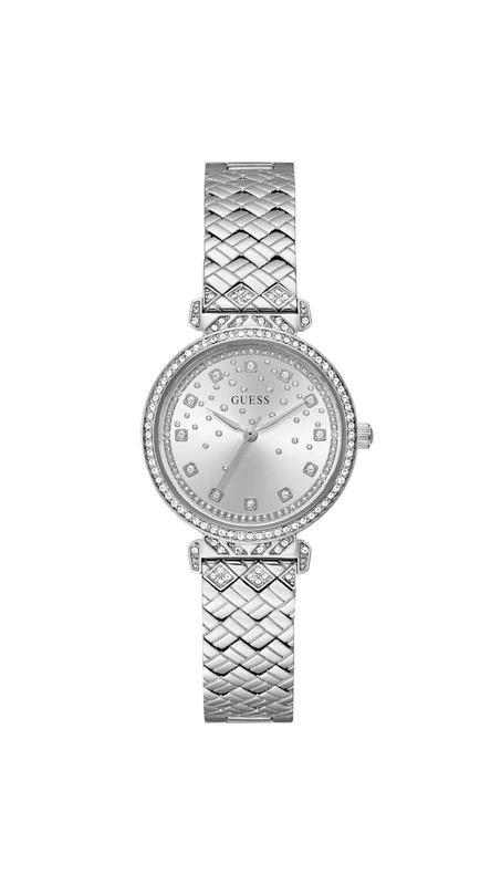 Guess Enchantment Analog Watch for Women, 32 mm Case Width, Silver Tone, Silver Tone, Classic
