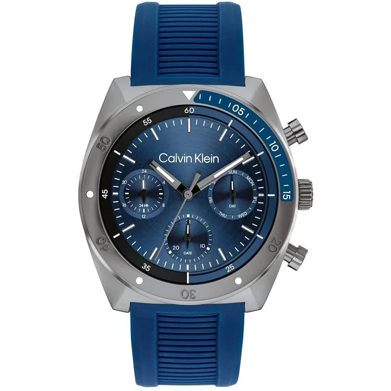 Calvin Klein Analogue Multifunction Quartz Watch for Men CK Flex Collection with Blue Silicone Bracelet - 25200468