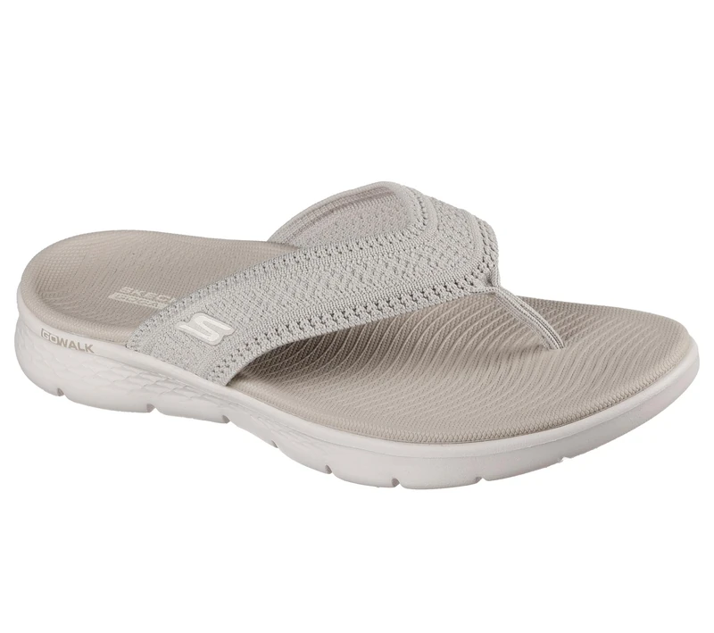 Skechers GO Walk Flex Sandal Holly Women's Vegan 3-Point Thong Sandals with Memory Foam Straps Taupe