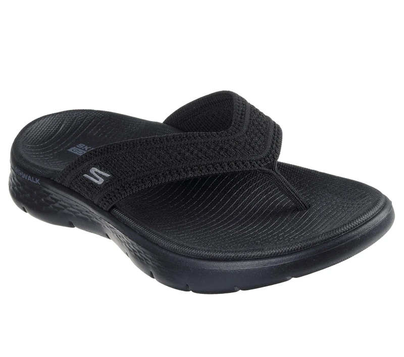 Skechers GO Walk Flex Sandal Holly Women's Vegan 3-Point Thong Sandals with Memory Foam Straps Black