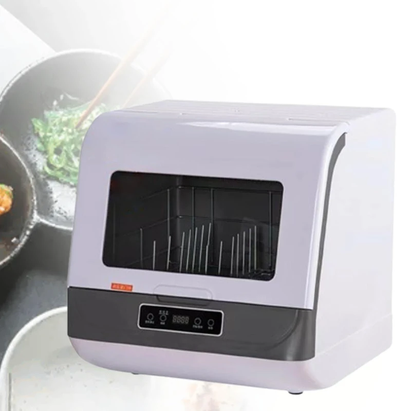 MhWrughts Portable Countertop Dishwasher, Large Capacity Compact Size Dish Washing Machine 3 Wash Programs Display, Dishwasher for Apartments Dorms & RV,Gray