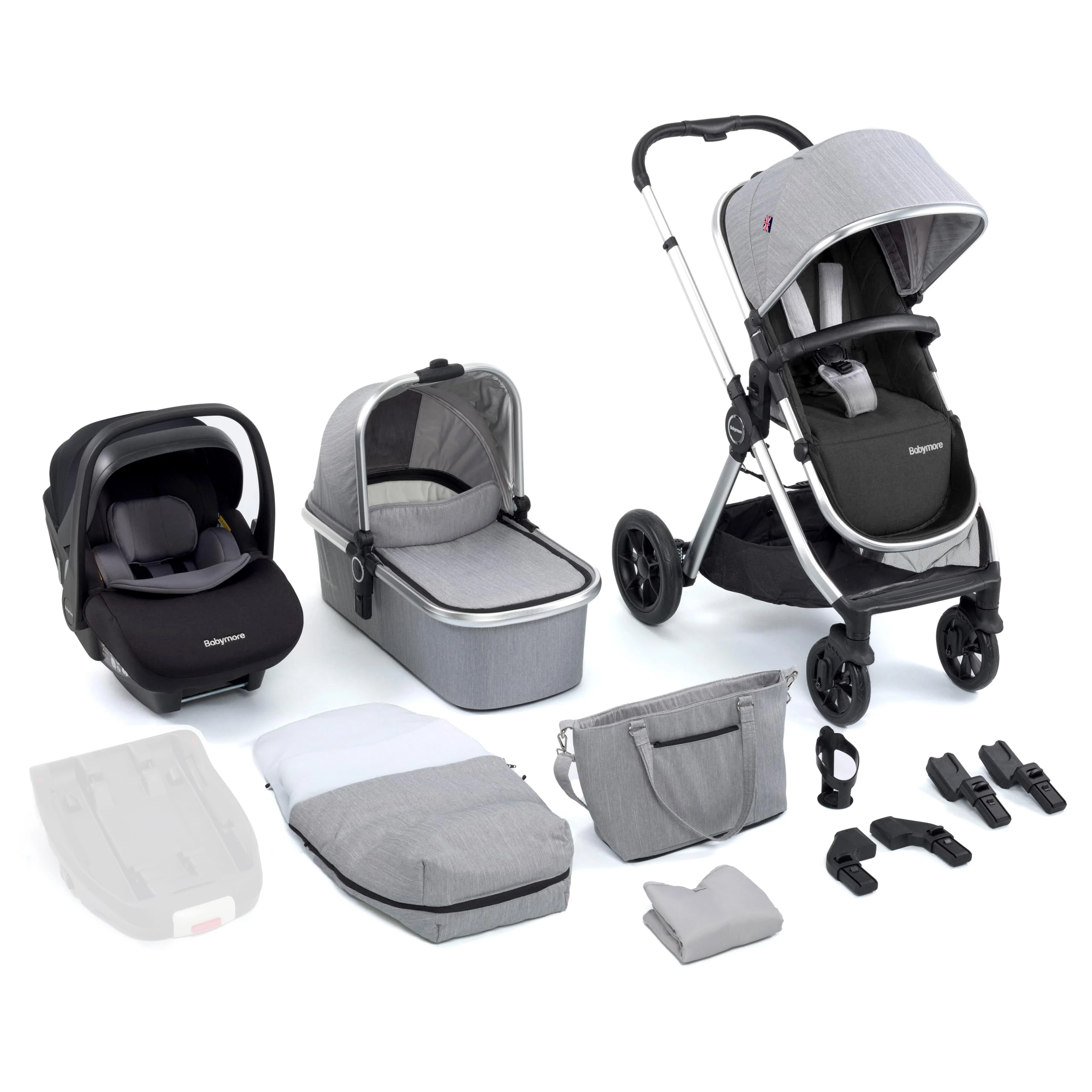 Babymore Memore V2 Travel System Pecan Car Seat - Silver