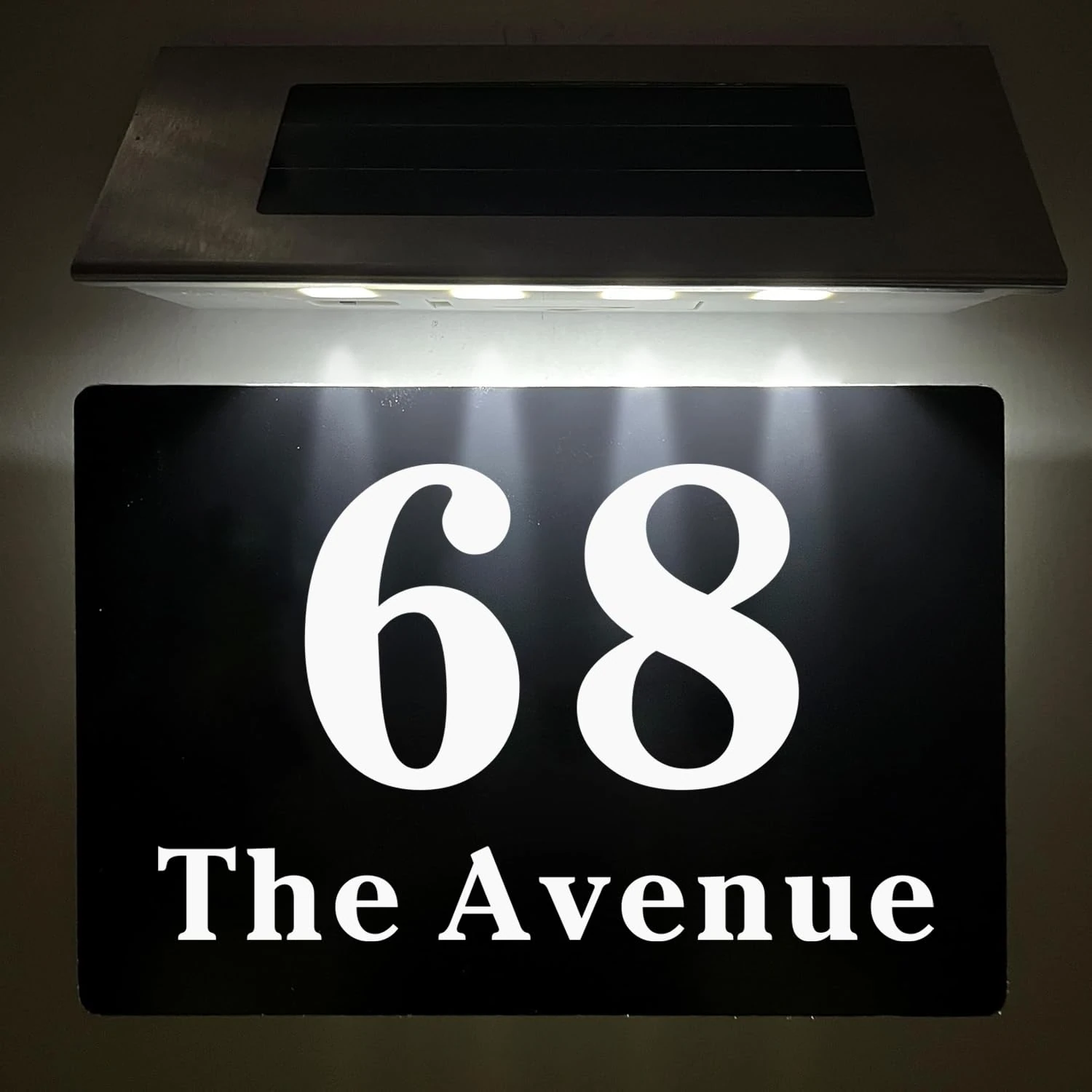Solar House Number Personalised House Numbers Plaques with Solar Lights Door Number Plaques for Wall Houses Signs Houses Name Plaque for Outside House Numbers Plate(Design 5, Solar House Number)