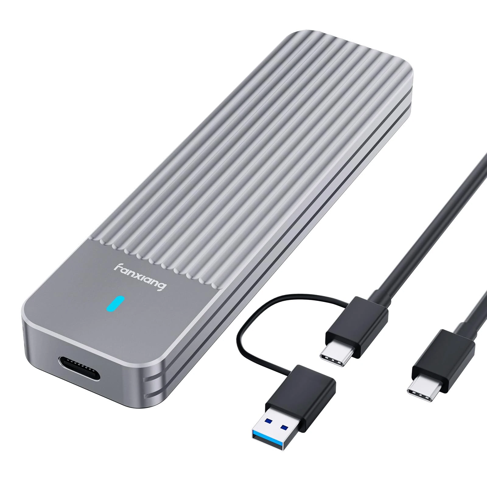 fanxiang M.2 NVMe / SATA Enclosure, Dual-Protocol SSD Enclosure USB 3.2 Gen2 10Gbps, Up to 4TB M Key/B+M Key, With 2-In-1 Cables for 2230/2242/2260/2280—MD87