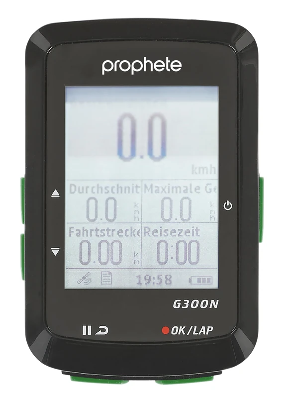 PROPHETE Bicycle Computer GPS Navigation, 14 Functions, Bicycle Sat Nav, Waterproof IPX6, Illuminated Display, Li-ion Battery with USB Cable and Handlebar Mount