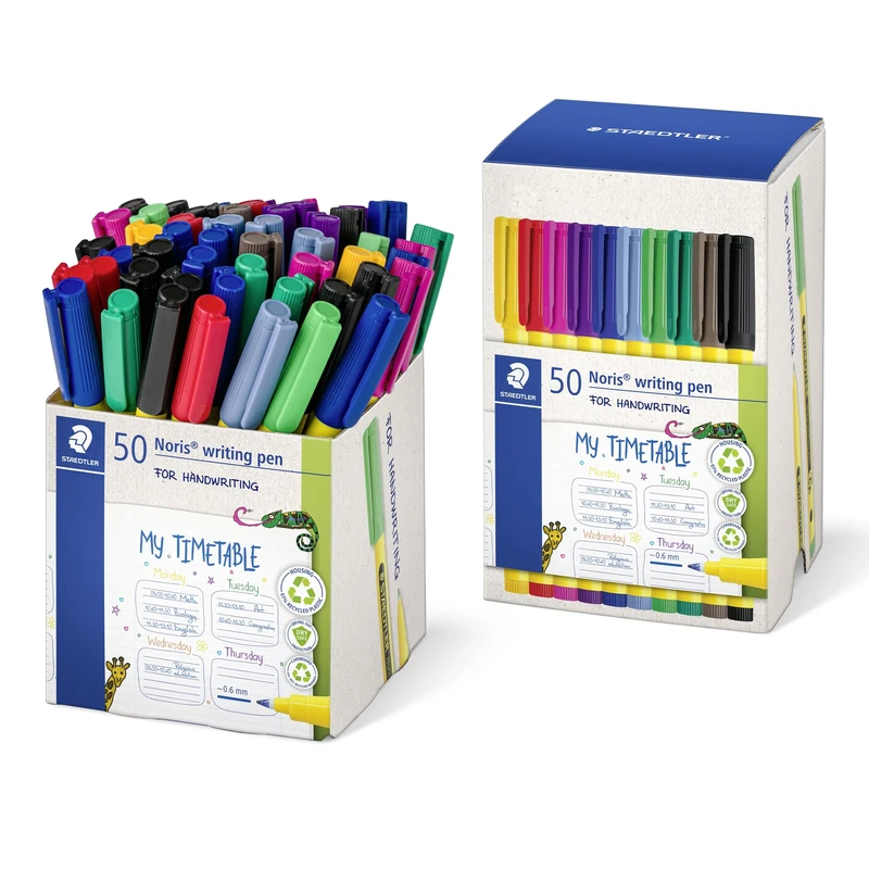 STAEDTLER Noris - Handwriting Pen - 5 x 10 Assorted Colours - Pack of 50, 307-S CT50