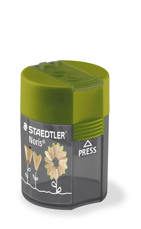 STAEDTLER Pencil Sharpener Double-Hole Tub for Graphite & Colouring Pencils - Noris - Flower Design - Pack of 10, 512 004