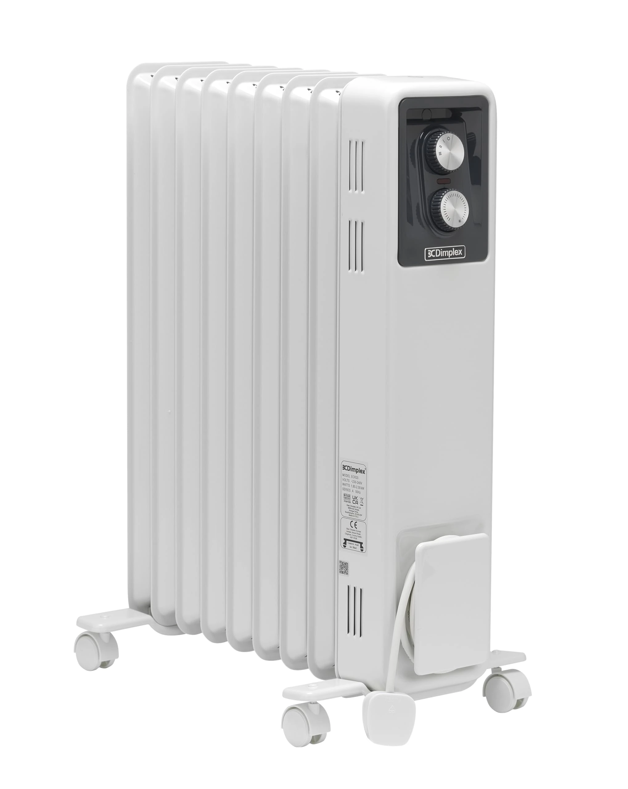 Dimplex 2KW Oil-Free Column Radiator, White – Adjustable Thermostat & 3 Heat Settings, 3 Year Warranty, Energy Efficient Electric Heater for Home & Office Use, ECR20