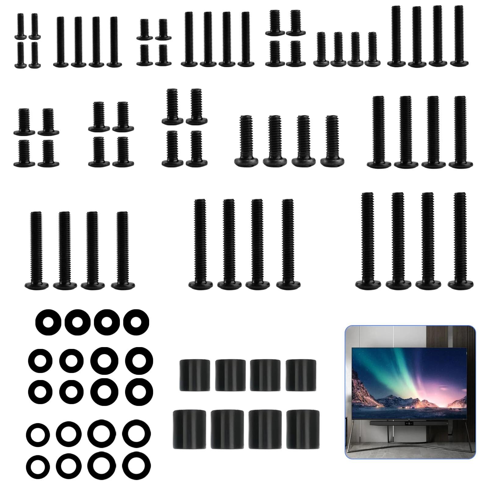 92 Pcs M4 M5 M6 M8 Screws for TV Bracket Screws for Back of TV Bracket BoltsTV Wall Mount Screw KitTV Mounting ScrewsTV Mount TVs Stand Hardware for Most TVs Monitors up to 80"