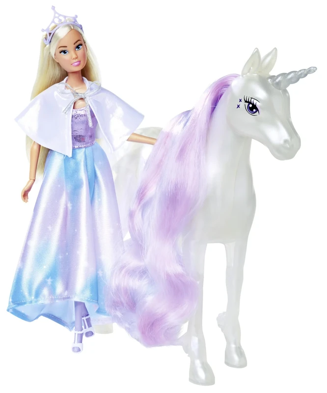 Simba Steffi Love Fantasy Unicorn Toy Doll as Prince with Unicorn, Magic Lights, Fully Movable Doll, 29 cm, from 3 Years