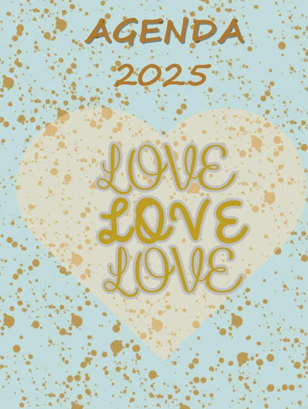 AGENDA 2025: Cute para amantes del amor - love lovers, tamaño 8.25 x 11 IN (209,55 x 279,4 mm), tapa dura color azul, 546 páginas a color en papel ... ¡Haz de cada día una celebración del amor!