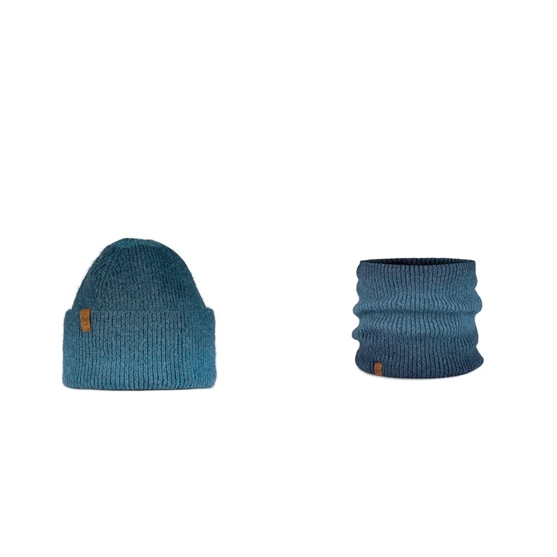BUFF® Bundle of Knitted Top 5 Knitted Hat Marin Blue Denim & Knitted Fleece Neckwarmer Marin Blue Denim One size Adult