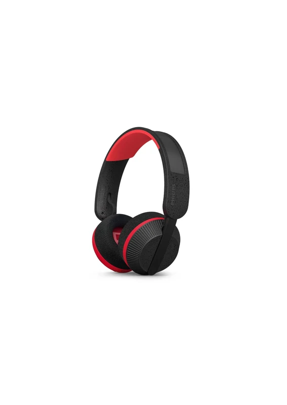 Philips TAA6219BK Solar Powered Self Charging On Ear Bluetooth Headphones - 80 Hour Battery Reserve Ideal for Working Out, Running and Other Sports - Black and Red