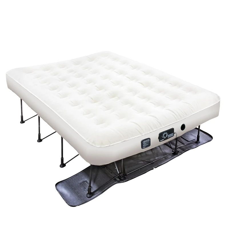 Ivation EZ-Bed (Queen) Air Mattress with Frame & Rolling Case, Self Inflatable, Blow Up Bed Auto Shut-Off, Comfortable Surface AirBed, Best for Guest, Travel, Vacation, Camping - Image 1