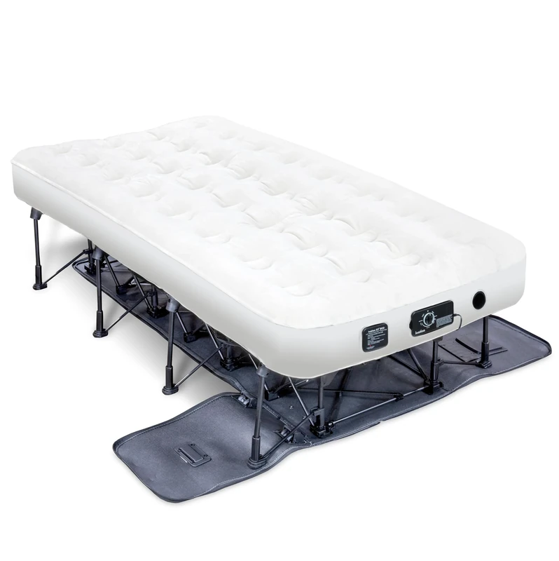 Ivation EZ-Bed (Twin) Air Mattress with Frame & Rolling Case, Self Inflatable, Blow Up Bed Auto Shut-Off, Comfortable Surface AirBed, Best for Guest, Travel, Vacation, Camping - Image 1