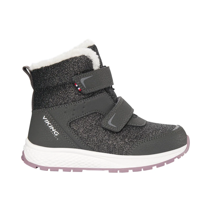 Viking Unisex Children's Equip Glitter Warm Wp 2V Equestrian Boot, Charcoal Dusty Pink, 10.5 UK Child