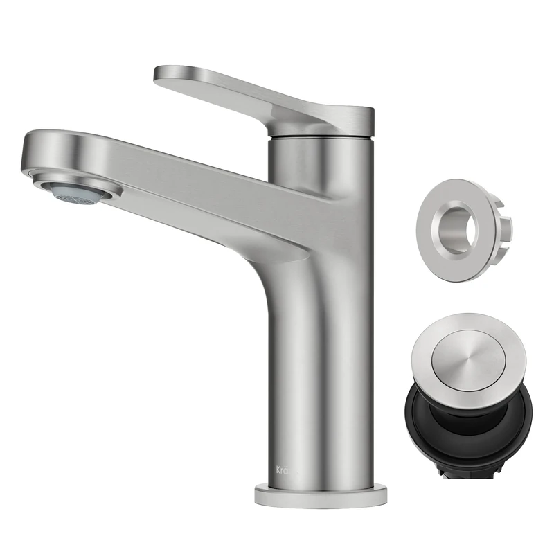 Kraus Indy Single Handle One Hole Bathroom Sink Faucet in Spot-Free Brushed Nickel, KBF-1411SFBN