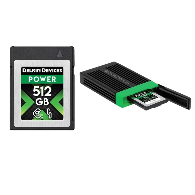 Delkin Power Memory Card - CFexpress Type B 4.0 for Digital Cameras | Ideal for Express Transfer of Images and Videos for Storage | Memory Card Storage (512GB + Reader)